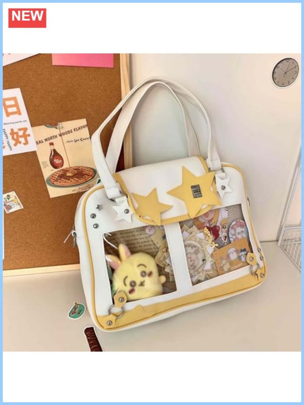 Kawaii Ita Crossbody Messenger Bag Vegan Leather Pin Display Tote - Picture 6 of 6